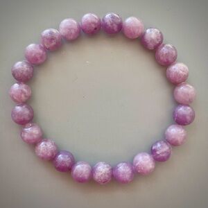 Purple Lepidolite Handcrafted Bead Bracelet